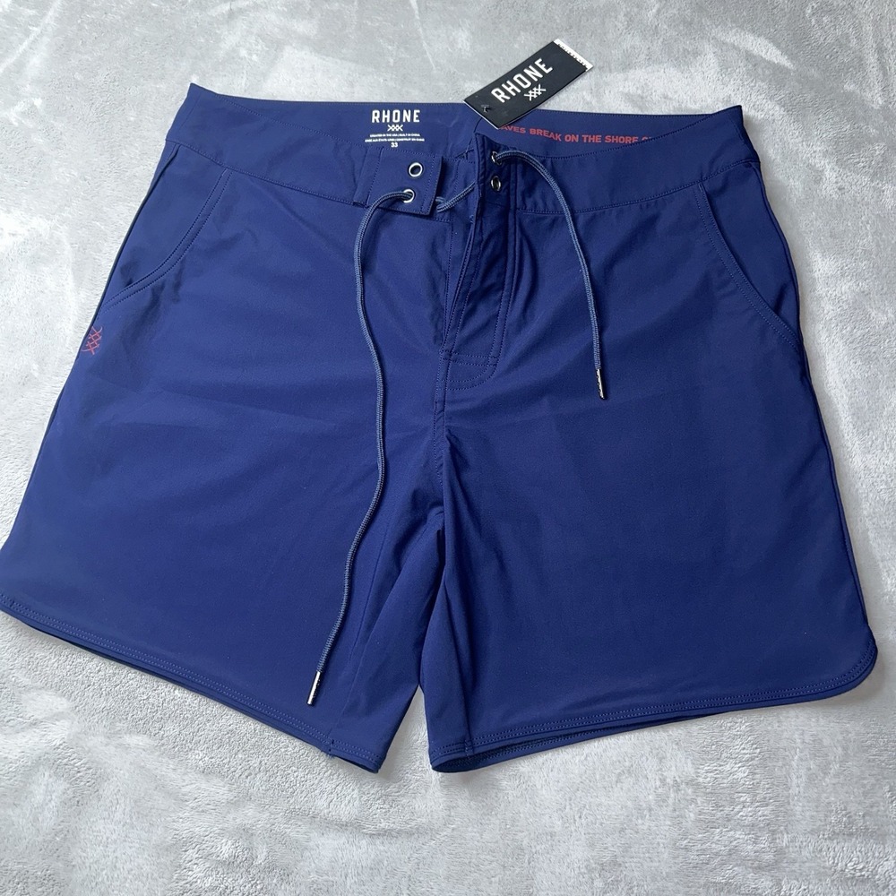 Rhone Men's Blue 8" Inseam Quick-Dry Swim Trunk from Size 33 Style 100046 Board